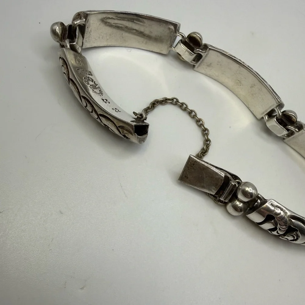 Vintage Taxco Mexico Sterling Silver Bracelet & Earring Set 33.28g 7.5” - Picture 4 of 6